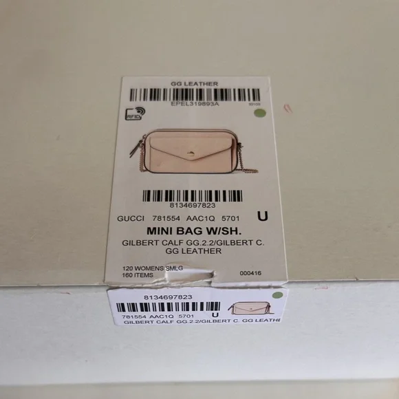 GUCCI Gilbert Calfskin Leather Mini Envelope Beige Crossbody Bag NIB 781554 - Picture 11 of 15